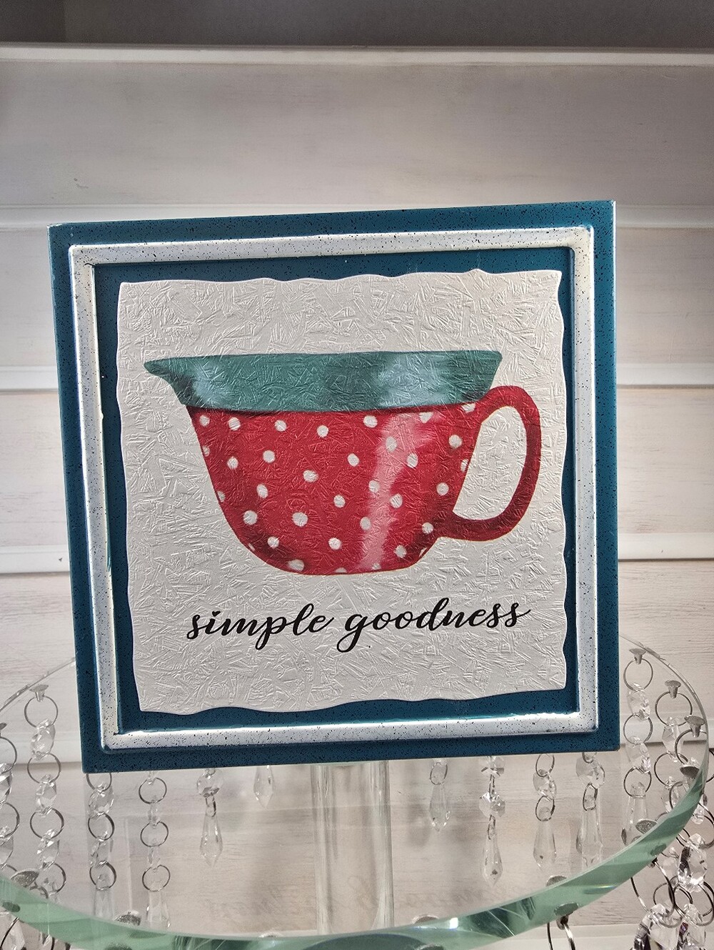 The Pioneer Woman Simple Goodness Polka Dot Teacup Wall Plaque - Red & Teal